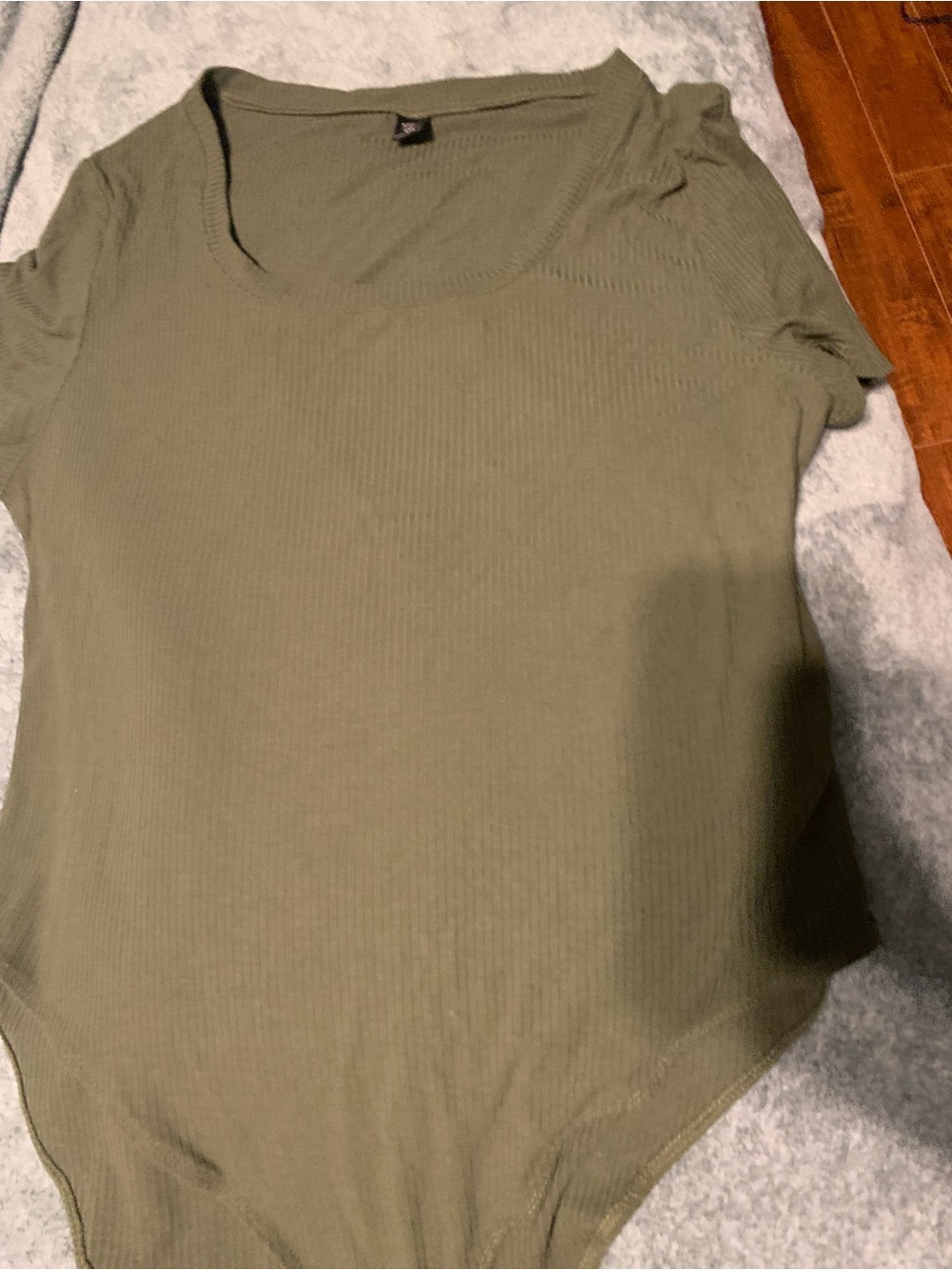 SHEIN Olive Green Ribbed Scoop Neck Bodysuit